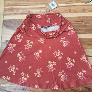 Toad&Co Floral A-Line Skirt in Red and Yellow